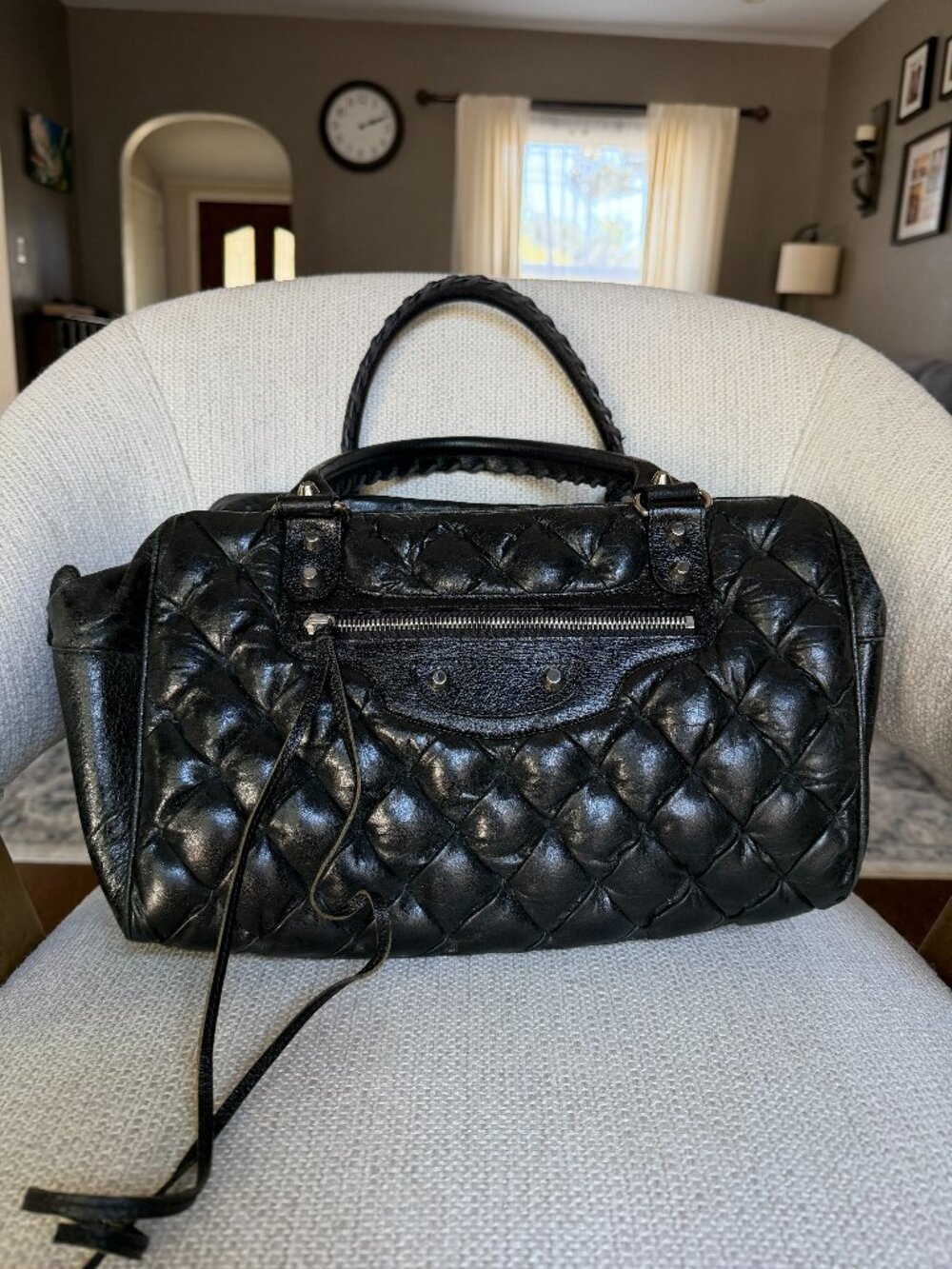 Balenciaga leather handbag Matelasse quilted (Black)